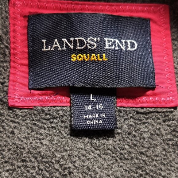 LANDS END Jacket Classic Squall Coat Womens L 14/16 Detachable Hood Raspberry - Picture 7 of 11
